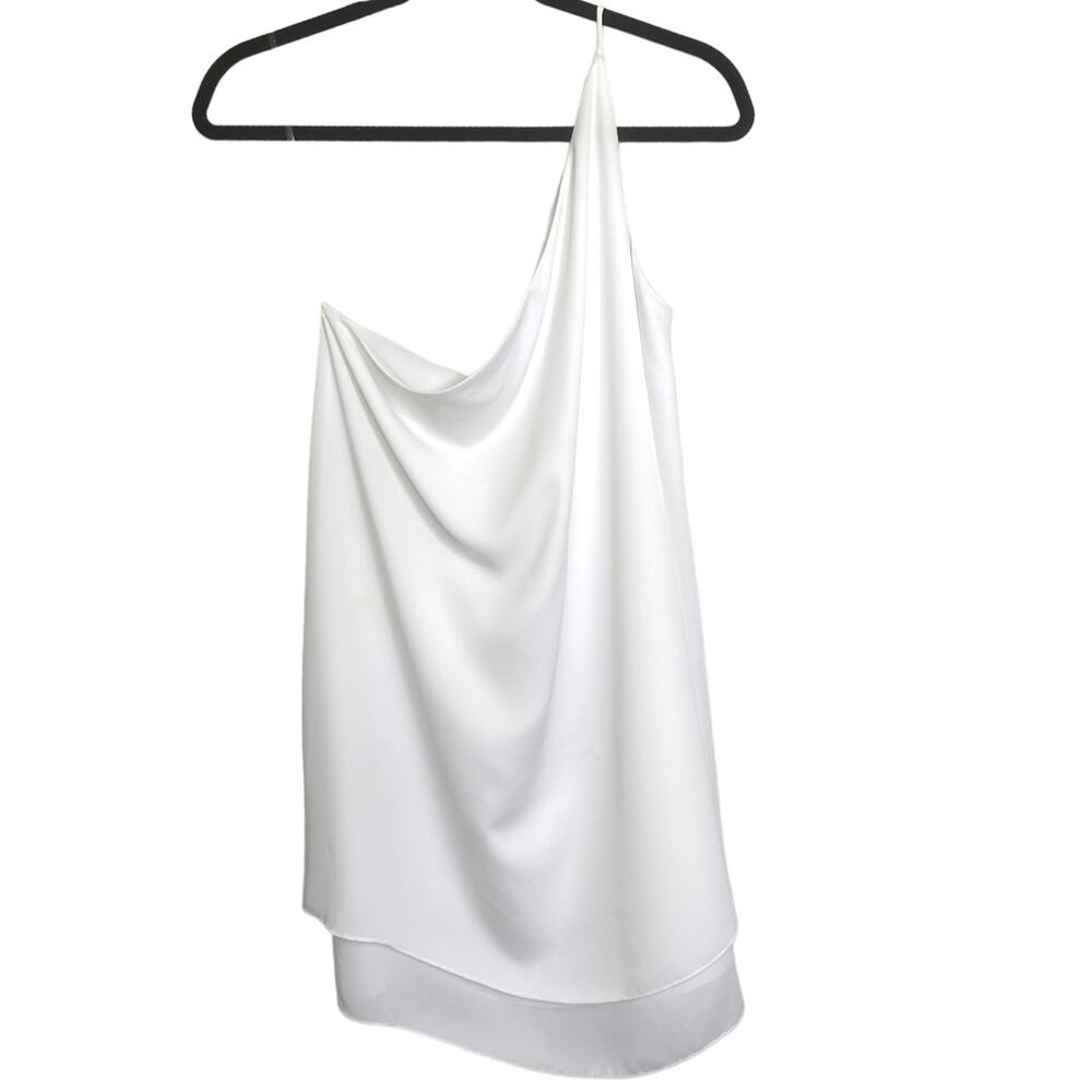 Tyche Flowy Blouse One Shoulder Pullover Top Sleeveless Tunic Shirt White L NWOT
